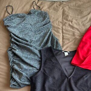 H&M Sparkly Ruched Mini Dress